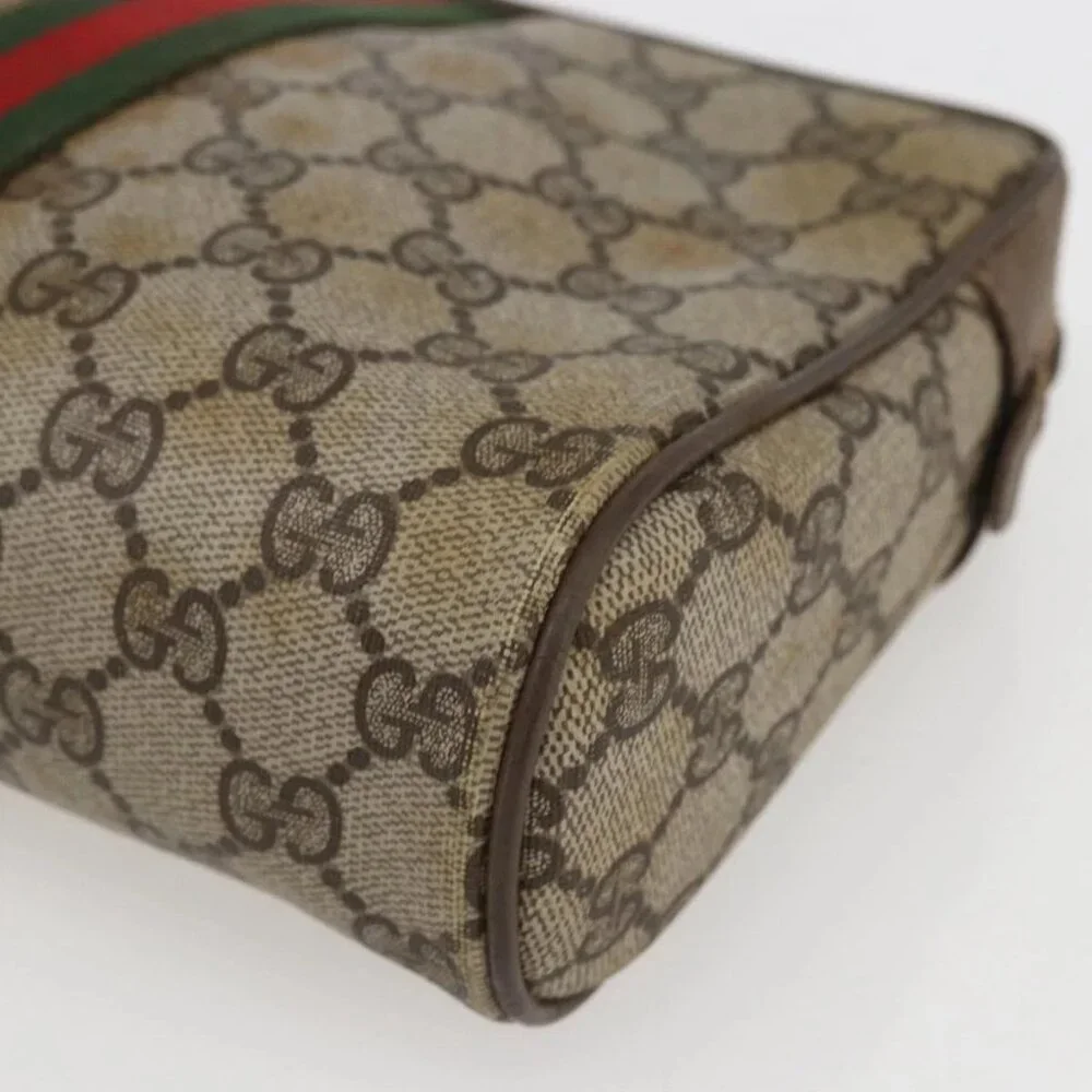 GUCCI GG Supreme Web Sherry Line Clutch Bag PVC Beige Gold 89 01 012 Auth 158514 - Picture 8 of 16